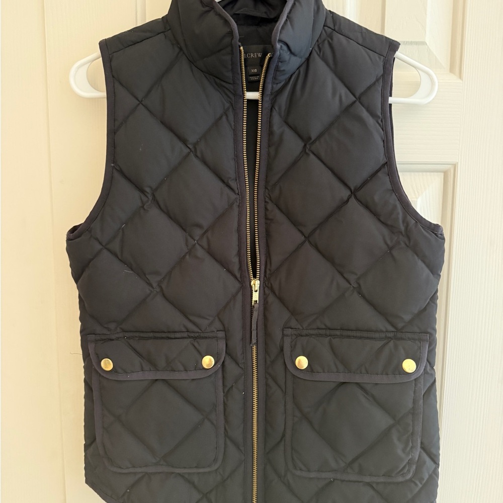 J. Crew Black Quilted Vest with Gold Details 2